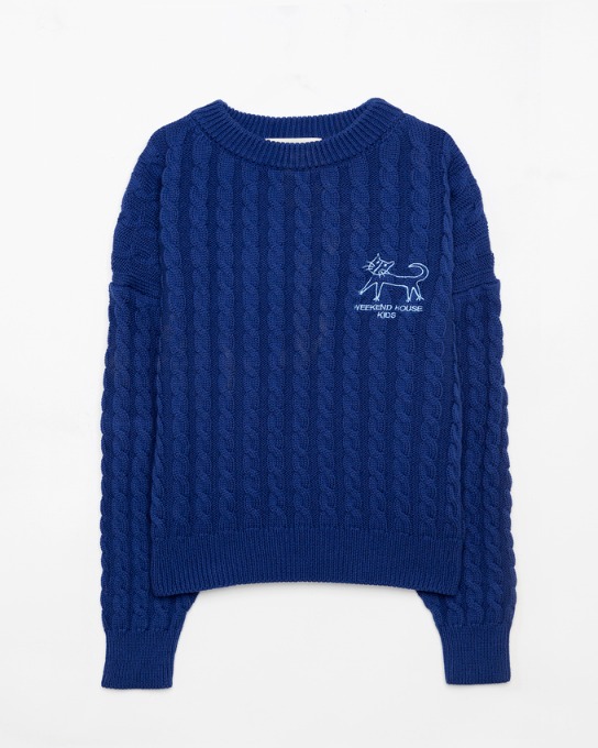 Blue cable knit sweater_WHK_FW21_305