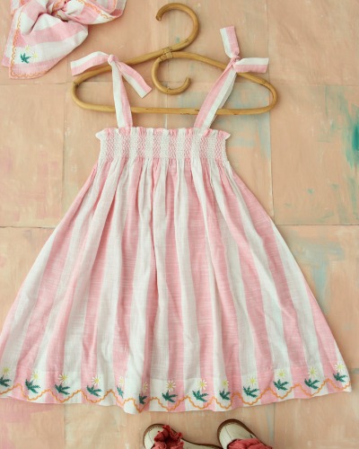 Skirt dress with Scarf_Pink Stripe_S22SKLPS