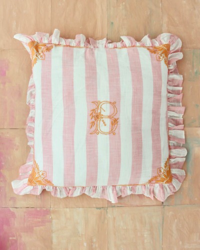 Pillow case with flounce_Pink Stripe_S22PCLPS