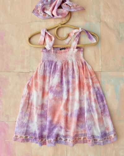Tie &amp; Dye Skirt Dress with scarf_Light violet_S22LSKTY