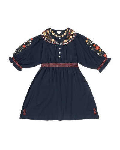 ELEANOR DRESS_EMBROIDERED MIDNIGHT NAVY (HOLIDAY CAPSULE)_AW22-ELEA-MNV