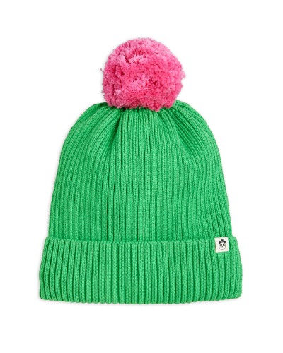 POMPOM KNITTED HAT_Green_2376511675
